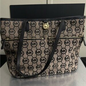 Michael Kors Black and Tan Tote Bag